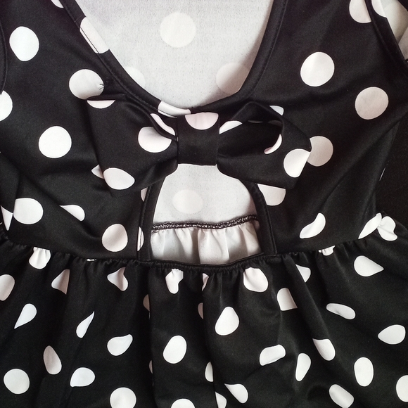Ruby Rox black and white polkadot mini dress (small) - Picture 3 of 4